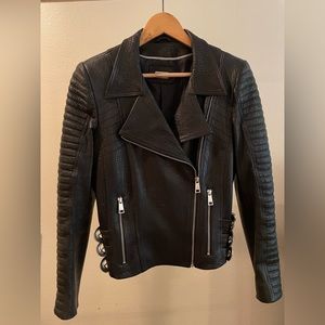 Edgy Black Genuine Real Leather Jacket